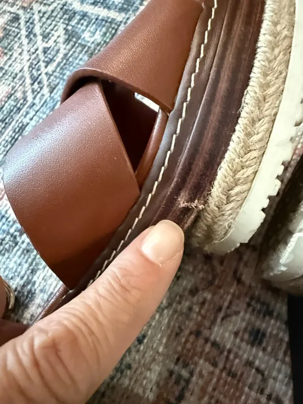 DELTAN Brown Leather Espadrille Platform Sandals Size 9 - Image 11