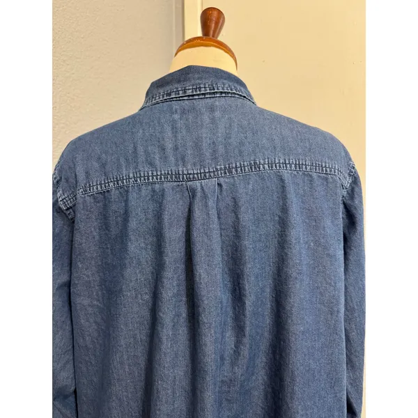 Croft & Barrow 100% Cotton Shirt Plus 1X Blue Denim Button‎ Down Long Sleeve - Image 13