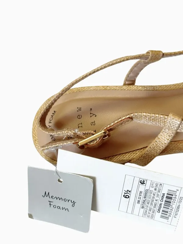 NIB A New Day Gold Straw Woven Pointed Toe Slingback Flats Memory Foam 6.5 - Image 4