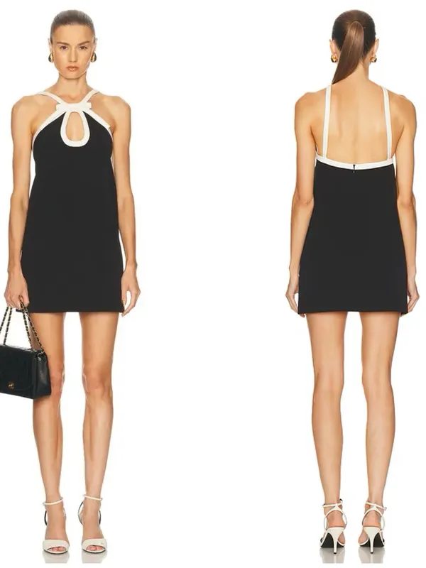 NWT Alexis Elenora Mini Short Black White Bow Dress Size XL - Image 2