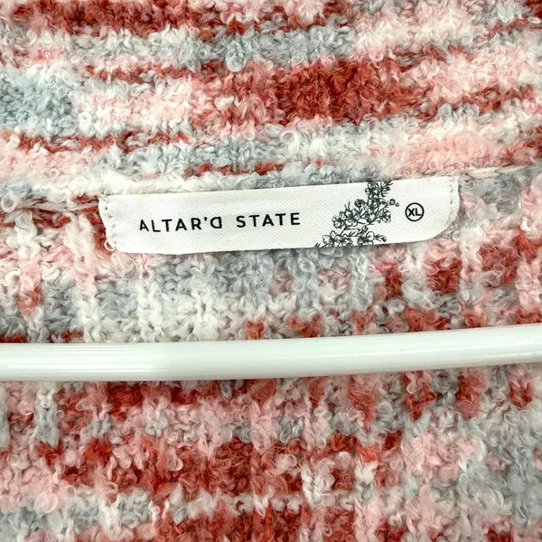 Altar'd‎ State Size XL Crop Length Pullover Sweater V Neck Pink Blue Cream Cozy - Image 3