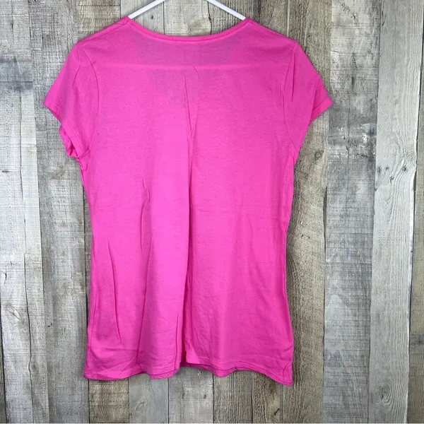 No Boundaries Size Large (11-13) Pink V-Neck Short Cap Sleeves Star Grap… - Image 2