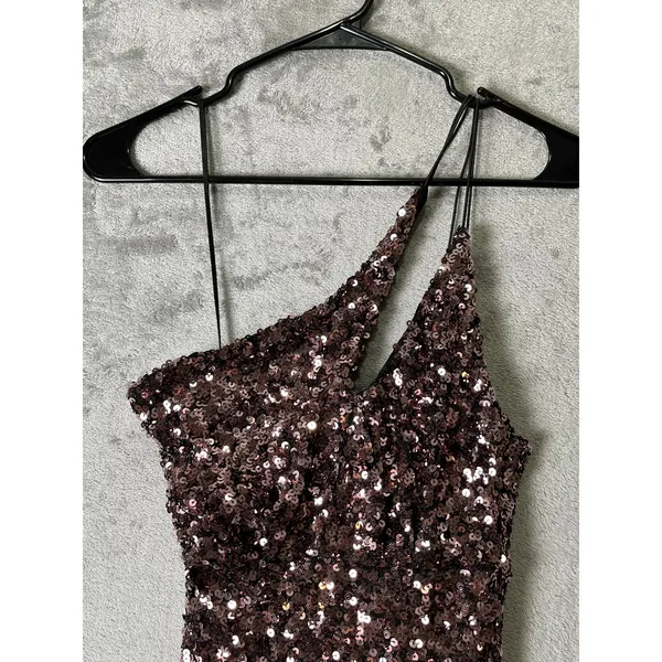ASTR The Label Rose Gold Sequin Cutout Asymmetrical Mini Party Dress Size XS New - Image 4