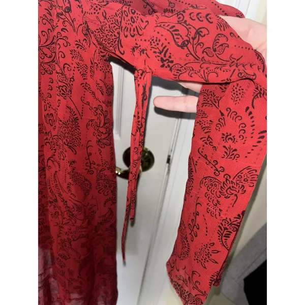 Revolve IRO Red Appoline Mini Shift Dress Size 2 36 Sheer Bell Sleeves - Image 6