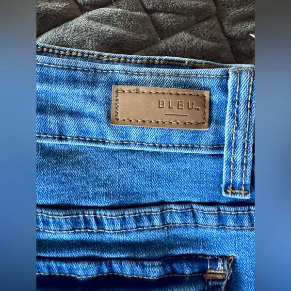 BLEU Denim Bootcut Jeans Mid Rise Stretch Distressed NEW Blue Size 12 - Image 2