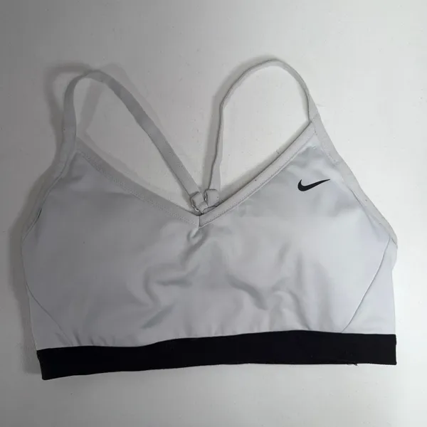 NIKE XL Small Dri-Fit Indy Light Support Sports Bra White Swoosh Logo Women's - Image 3