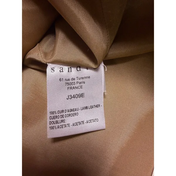 Sandro Tan Lamb Leather Skirt - Image 5