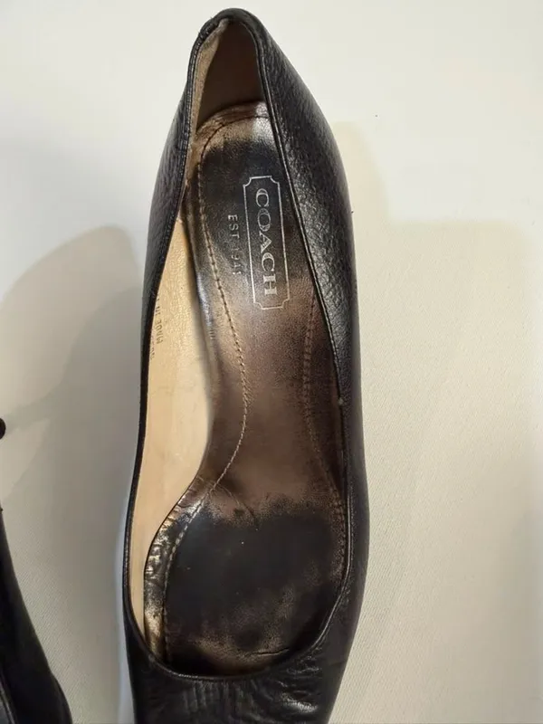 Coach Black Leather Pointed-Toe Kitten Heels - Image 6