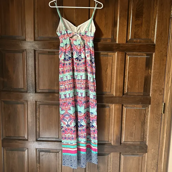 NWT Aeropostale Small Maxi Dress Spaghetti Strap Colorful Tie Back Summer‎ - Image 6