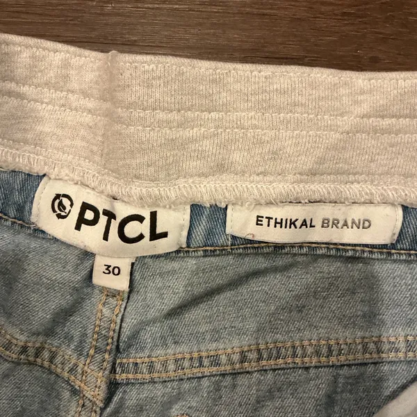 PTCL Ethikal Brand Wide Leg Baggy Jeans Light Wash Double Waistband Size 30 - Image 5