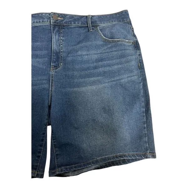 Terra & Sky Blue Denim High-Ruse Women Bermuda Plus Size 22W Cotton Stretch - Image 3
