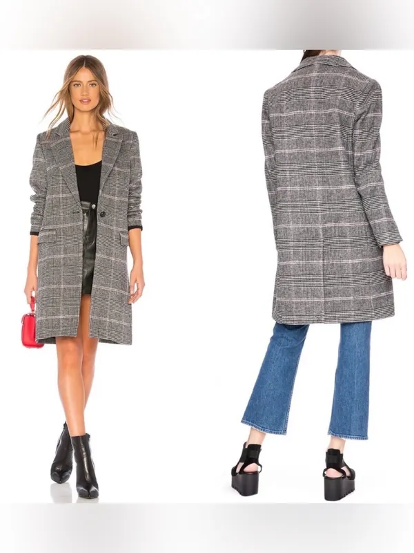 Rails Anders Charcoal Plaid Pink Wool Blend Coat - Image 16