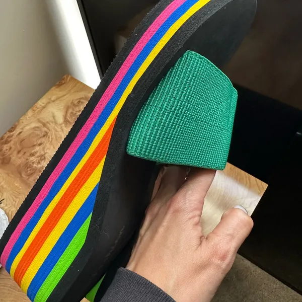 Colorful Striped Platform Sandals Green Size 10 - Image 2