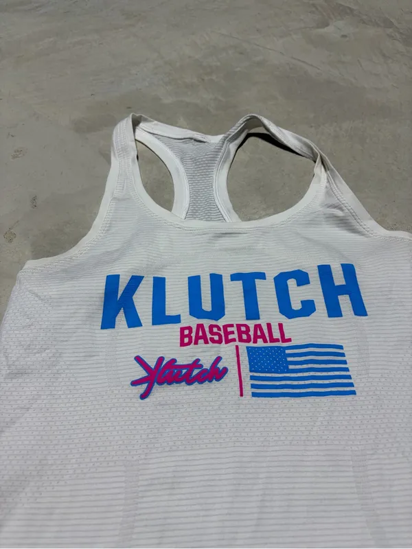 Lululemon swiftly tech White Klutch Baseball Racerback Tank Blue & Pink 6 - Image 3