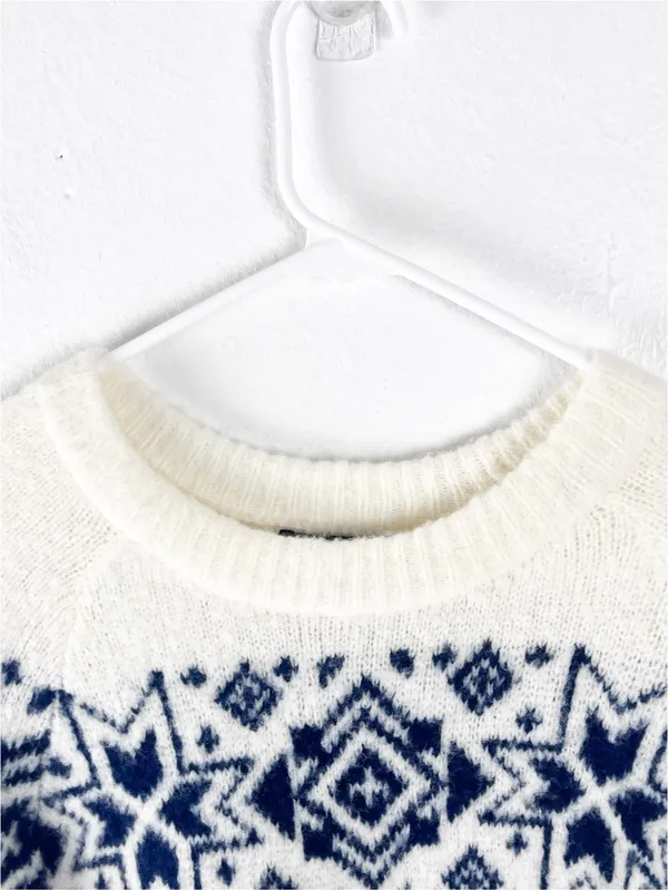 J. CREW Nordic Fair Isle Wool Blend Snowflake Sweater Size Large Boho Preppy - Image 5