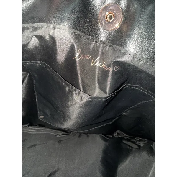 Victorias Secret Limited Edition Flirty Fringe Tote Bag Black Faux Leather Goth - Image 7