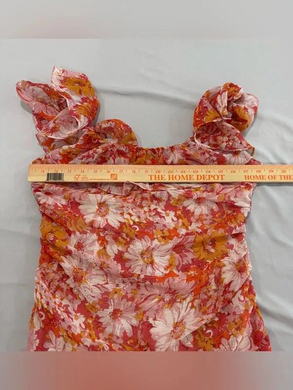 HELLO MOLLY Flowers On My Mind pink &. orange Mini‎ off the shoulder Dress XL 10 - Image 4