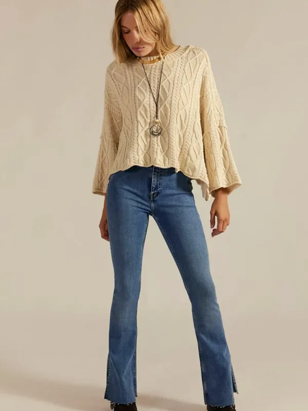 Free People NWT We The Free Level Up Slit Slim Flare Jeans - Image 3