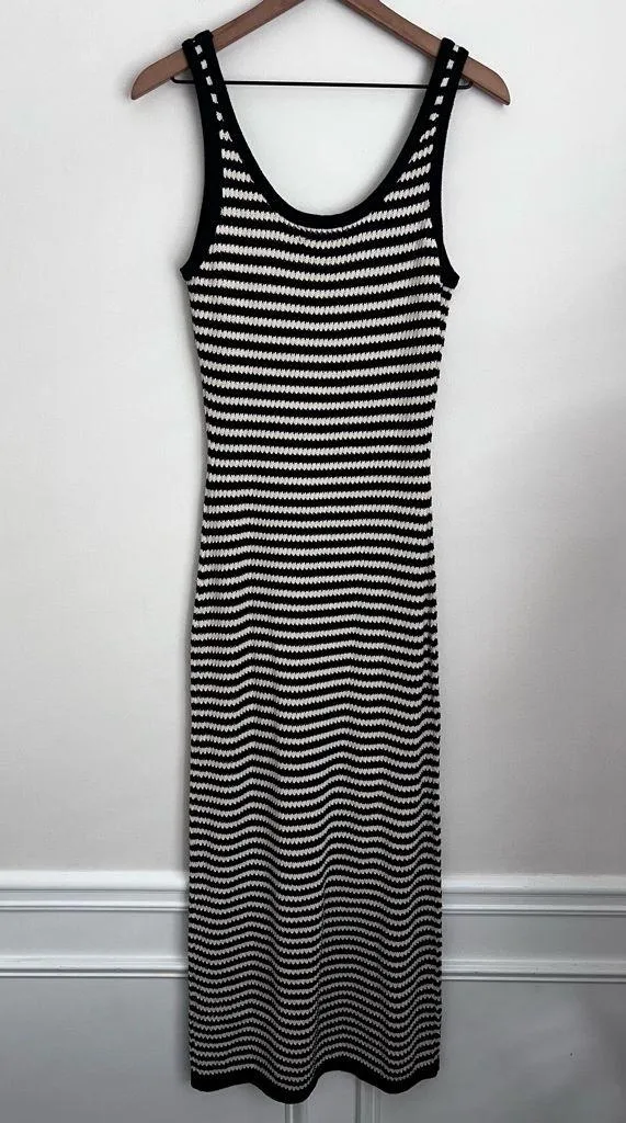 4th & Reckless Albi Knit Maxi Dress in Black and Cream Stripe crochet S - Image 5