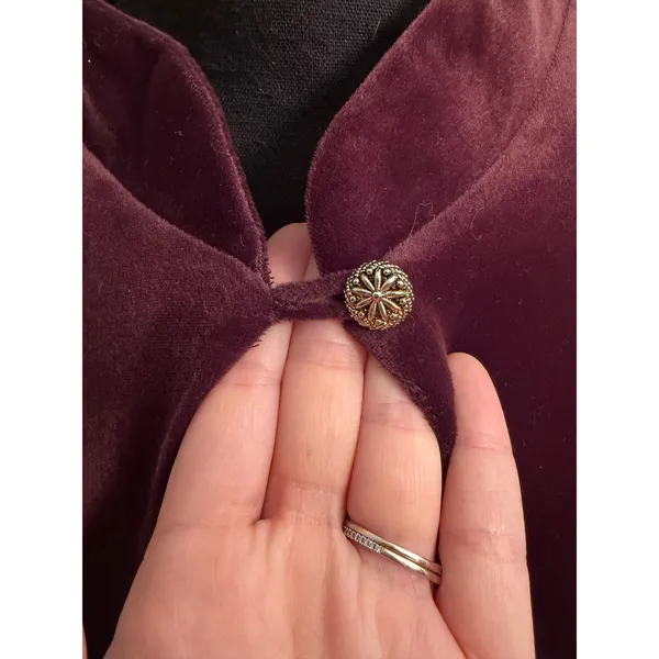 Vintage Caroline Wells II Brown Velvet Mandarin Collar Dress Button Front Midi - Image 3