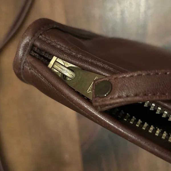 Vintage Carriage Court Brown Genuine Cowhide Leather Clutch Bag Purse Classic - Image 7