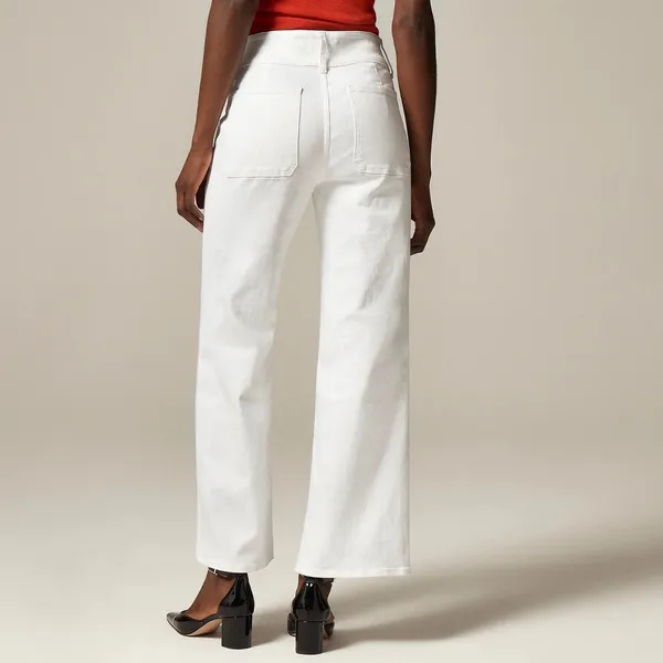 NWT!! J. CREW Slim Wide Jeans Stacked Buttons Solid White Size 30 Petite 30P - Image 7