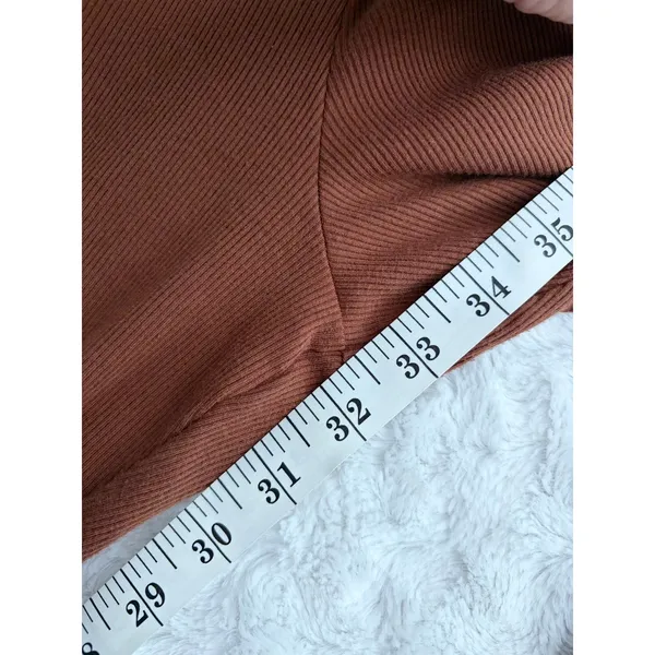 NEW Aerie Brown Halter Ribbed Slim Flare V-neck Boho Casual Jumpsuit XXL - Image 9