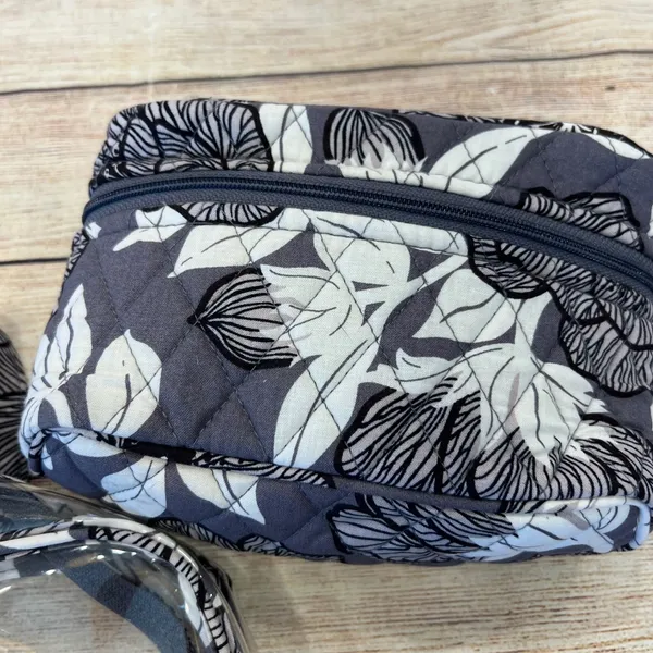 Vera Bradley Imperial Leaves Clear Travel Tote and Quilted Cosmetic Bag Set Gray - Image 3