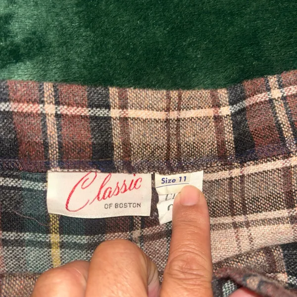 Vintage Classic Of Boston Women’s Brown Plaid Kilt Wrap Midi Skirt Sz 11 - Image 5