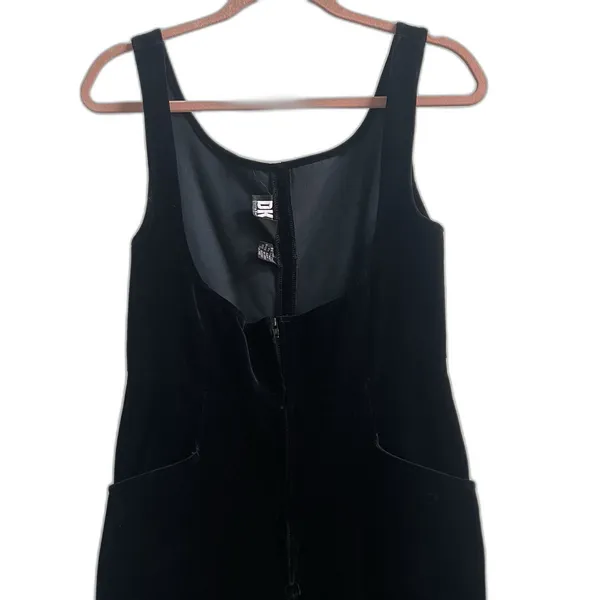 Vintage 90s DKNY Velvet Jumpsuit Pleated Waist Scoop Back Cinched Ballet Size 2 - Image 7