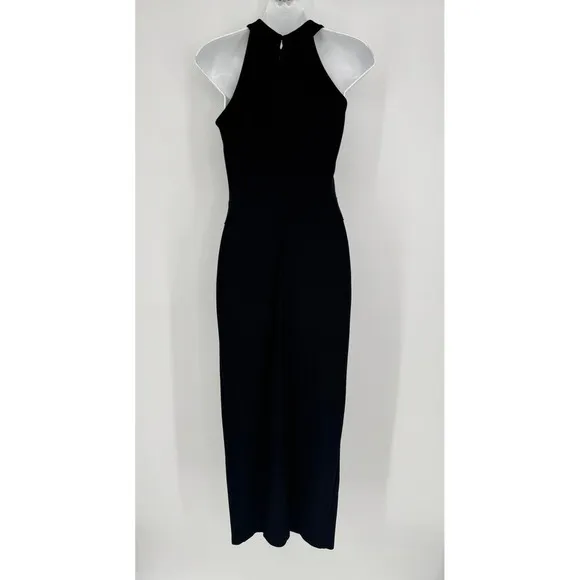 Marcella Sonata‎ Ponte Knit Midi Cocktail Dress Small Black Asymmetric Cutout - Image 6