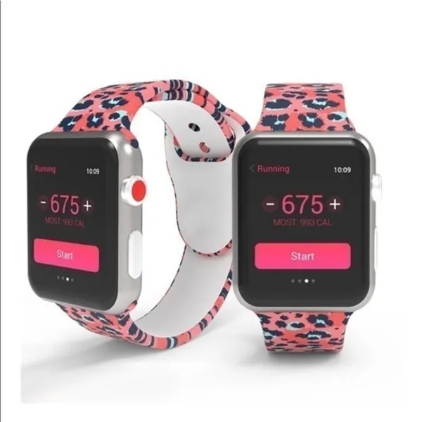 Pink Leopard Print Apple Watch Band 38mm 40mm Long Silicone Strap NWT - Image 6