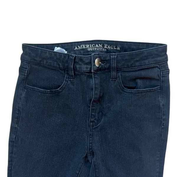 Womens American Eagle Super Stretch Hi-Rise Black Rinse Jeggings Jeans - Sz 2 - Image 4