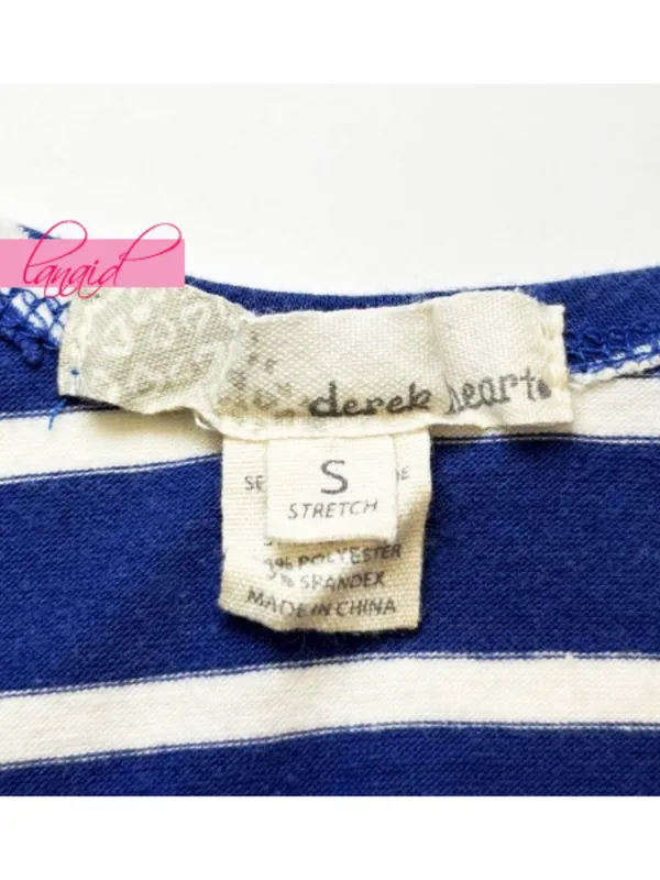 Derek Heart Striped Ruched Scrunched Sweetheart Bust Skater A-Line Fit & Flare S - Image 7