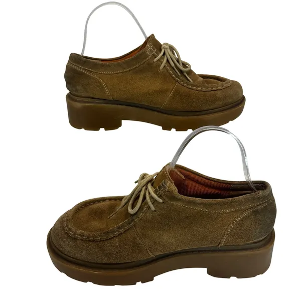 Vtg Mudd Sara 90s Platform Loafers Suede Brown Chunky Lug‎ Shoes 8.5 Academia - Image 12
