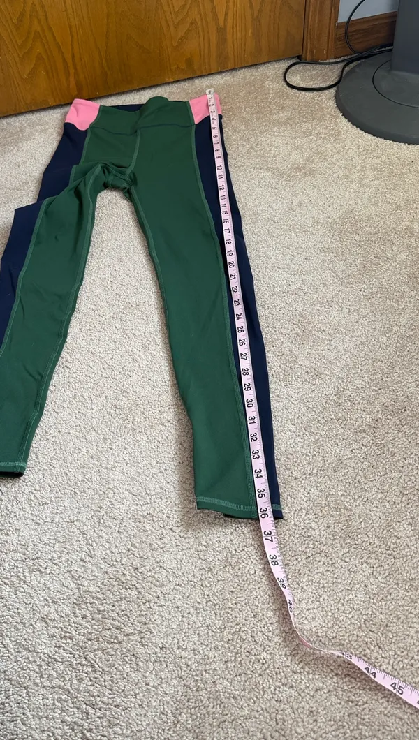 Boden Jessica Active Dark Green Color Block High Waist Leggings. Size 6 - Image 6