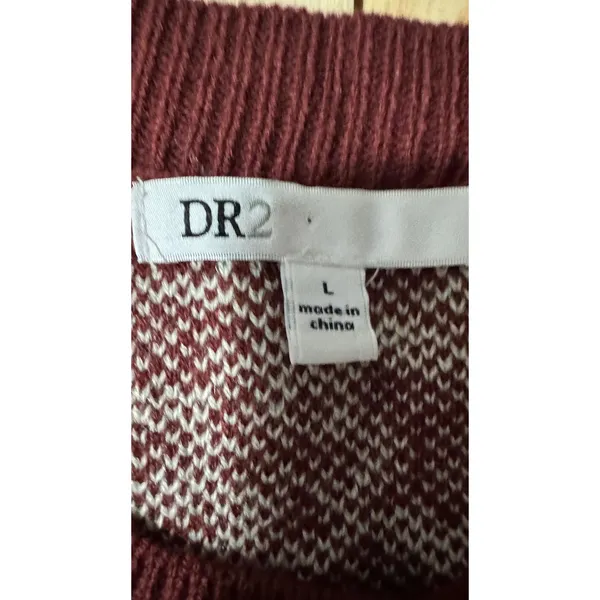 DR2 by Daniel Rainn Burgundy Floral Crewneck Sweater‎ Womens Large - Image 2