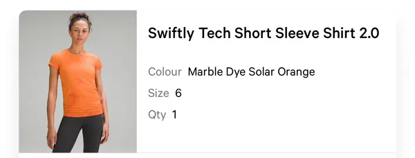Lululemon Swiftly Tech Short Sleeve Shirt 2.0 - Marble Dye Solar Orange - Image 4