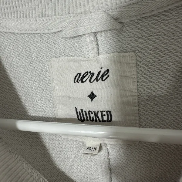 Aerie Wicked Sweatshirt‎ Womens XS White Pink Goes Good With Green Crewneck - Image 3