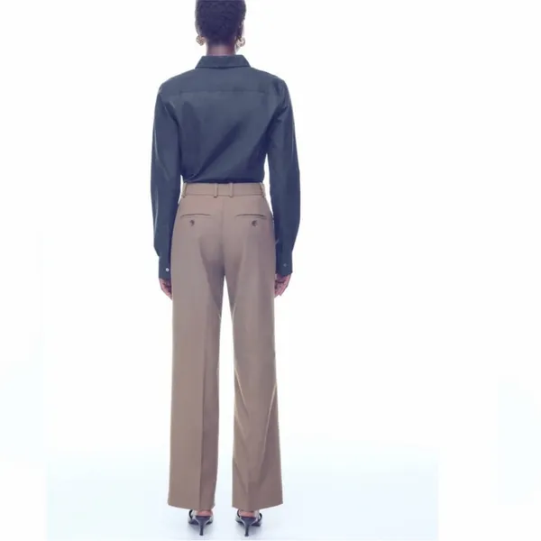 ARITZIA Babaton Agency Pant Wool Trousers Tan Front Crease Minimalist like new 0 - Image 12
