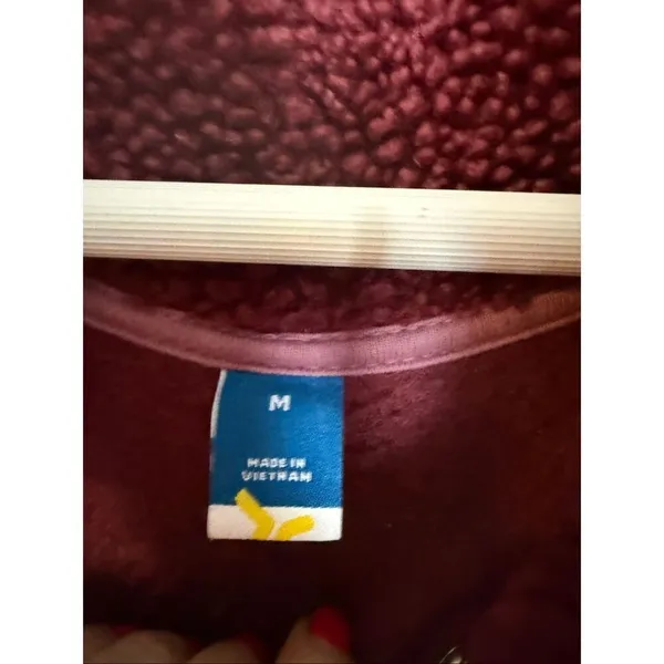 Old Navy burgundy colorblock fleece quarter snap sweater size M - Image 3