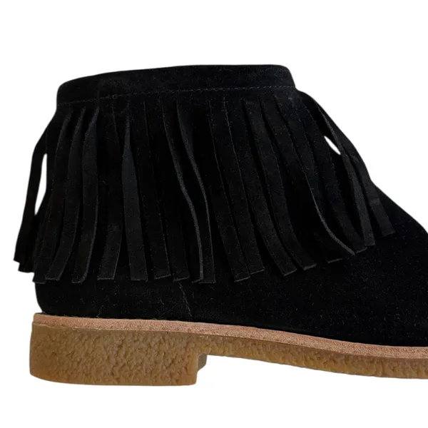EUC Kate Spade Leather Betsie Fringed Ankle Boots Black Size 6 - Image 2