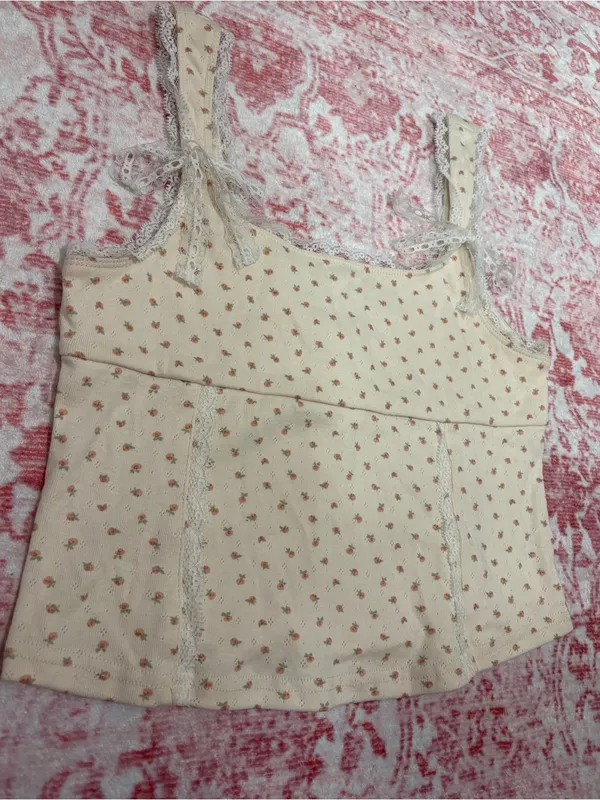 Floral Lace-Trim Tank Top - Image 3