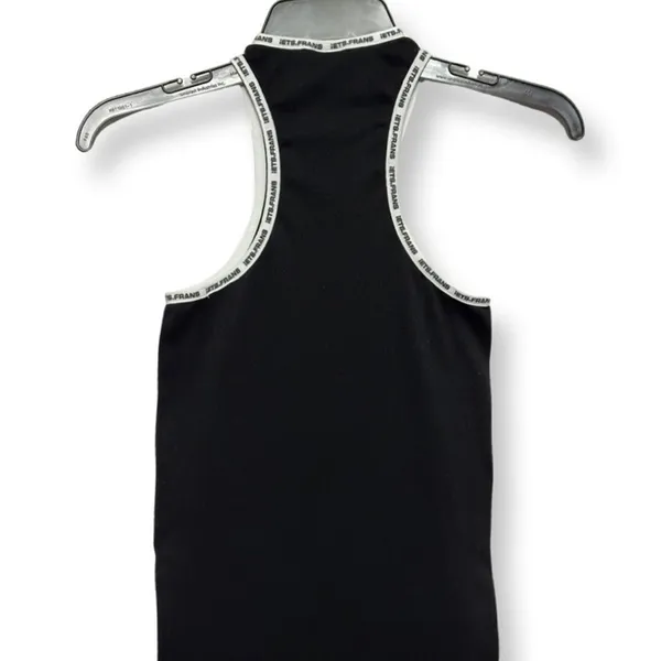 Iets Frans Black Bodycon Dress Logo Tape Racerback Mini Sporty Athletic S NWOT - Image 8