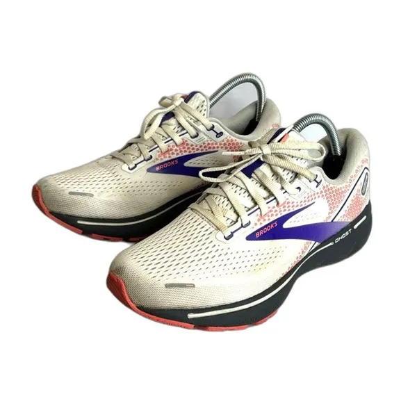Brooks Ghost 14 Running athletic Shoes Womens‎ Sz 10 M (B) White/Purple - Image 2