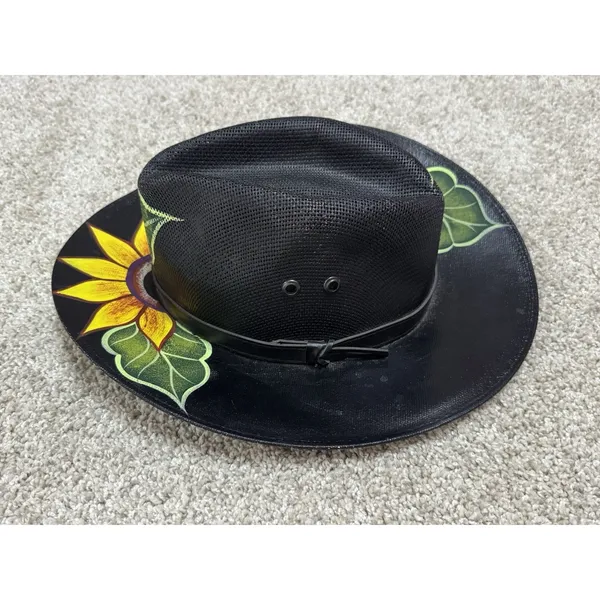 Royal Road Trading Co Hand Painted Sunflower Cowboy Hat Mexico Sombrero Size M - Image 5
