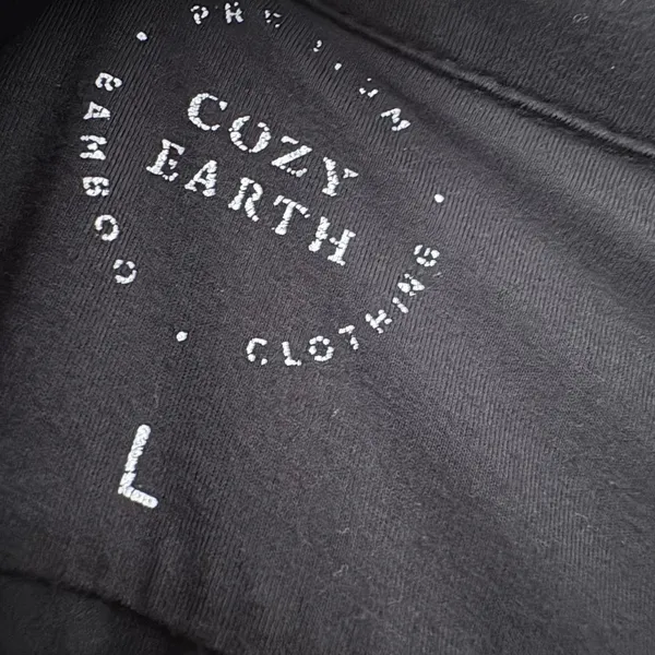 Cozy Earth Pajama Set L Black Bamboo Stretch-Knit Long Sleeve Button Down - Image 9