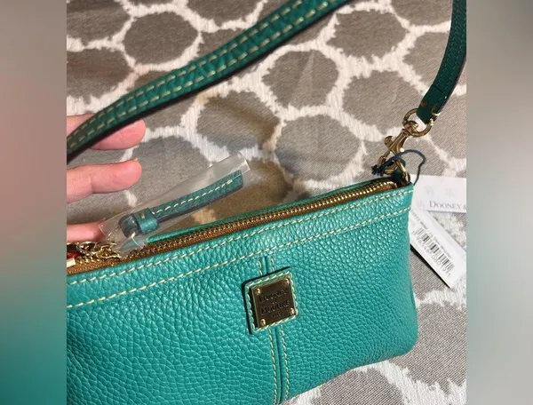 Dooney & Bourke NWT Turquoise Leather Mini Shoulder or Wristlet Bag summer fun - Image 6