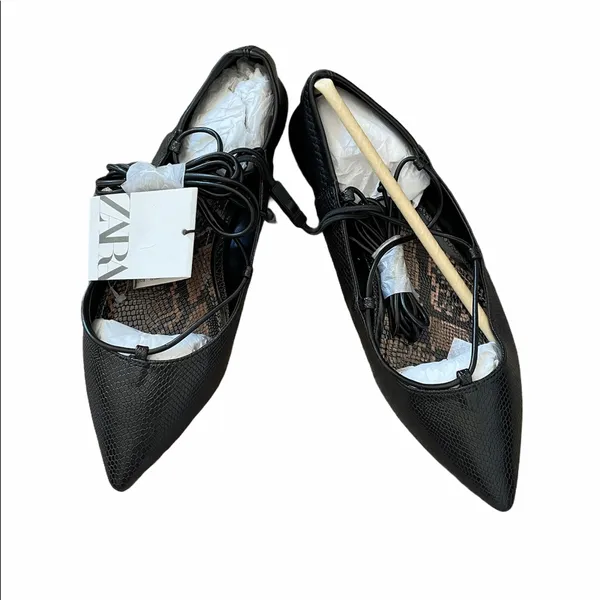 Nwt Zara Animal Print Tied Ballet Flats - Image 8