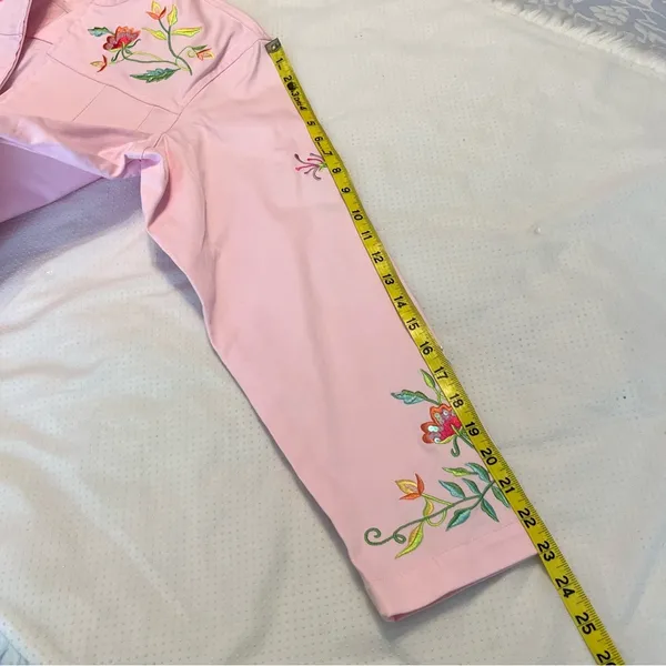 Vintage Quacker Factory Floral Embroidered Zip Up Jacket Women’s Size Large Pink - Image 11
